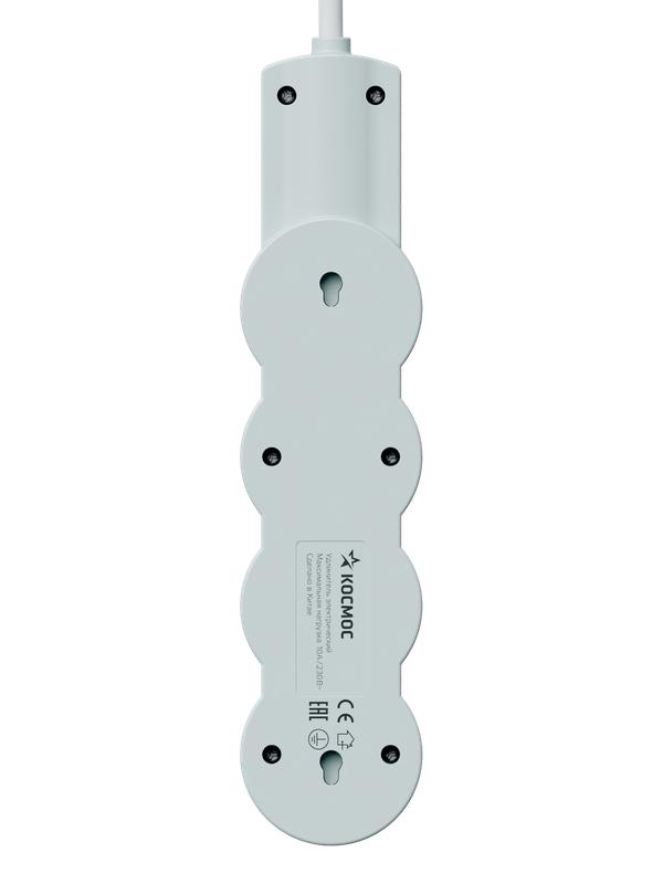 Удлинитель 3х1.5м с заземл. 10А IP20 USB 2800Вт 220В ПВС 3х1 с выкл. бел. КОСМОС YKsm1.5m3g-Z-VU10А-W в интернет-магазине Рэмкабель