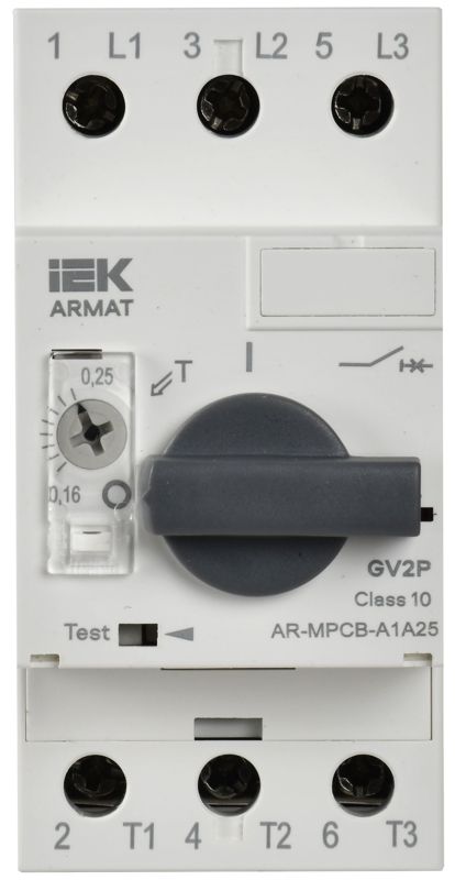 Выключатель автоматический защиты двигателя A1 GV2P 0.16-0.25А ARMAT IEK AR-MPCB-A1A25 в интернет-магазине Рэмкабель