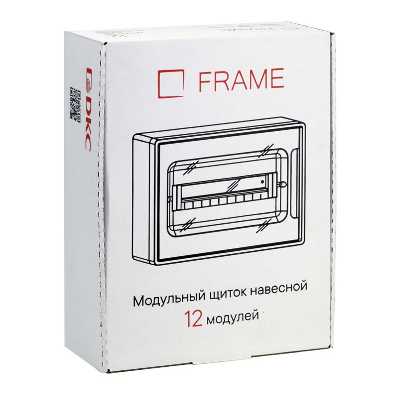 Щиток настенный Фрейм (FRAME) ЩРн-п-12 12мод. с тонированной дверцей с 2 шин PEN на 8+6 отверст. бел. DKC F12W1WD в интернет-магазине Рэмкабель