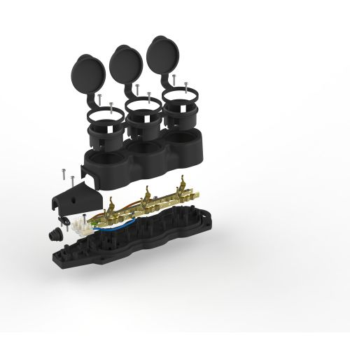 Колодка 3-м с заземл. 16A IP44 KX-3e-B-IP44 каучук. черн. Эра Б0068453 в интернет-магазине Рэмкабель