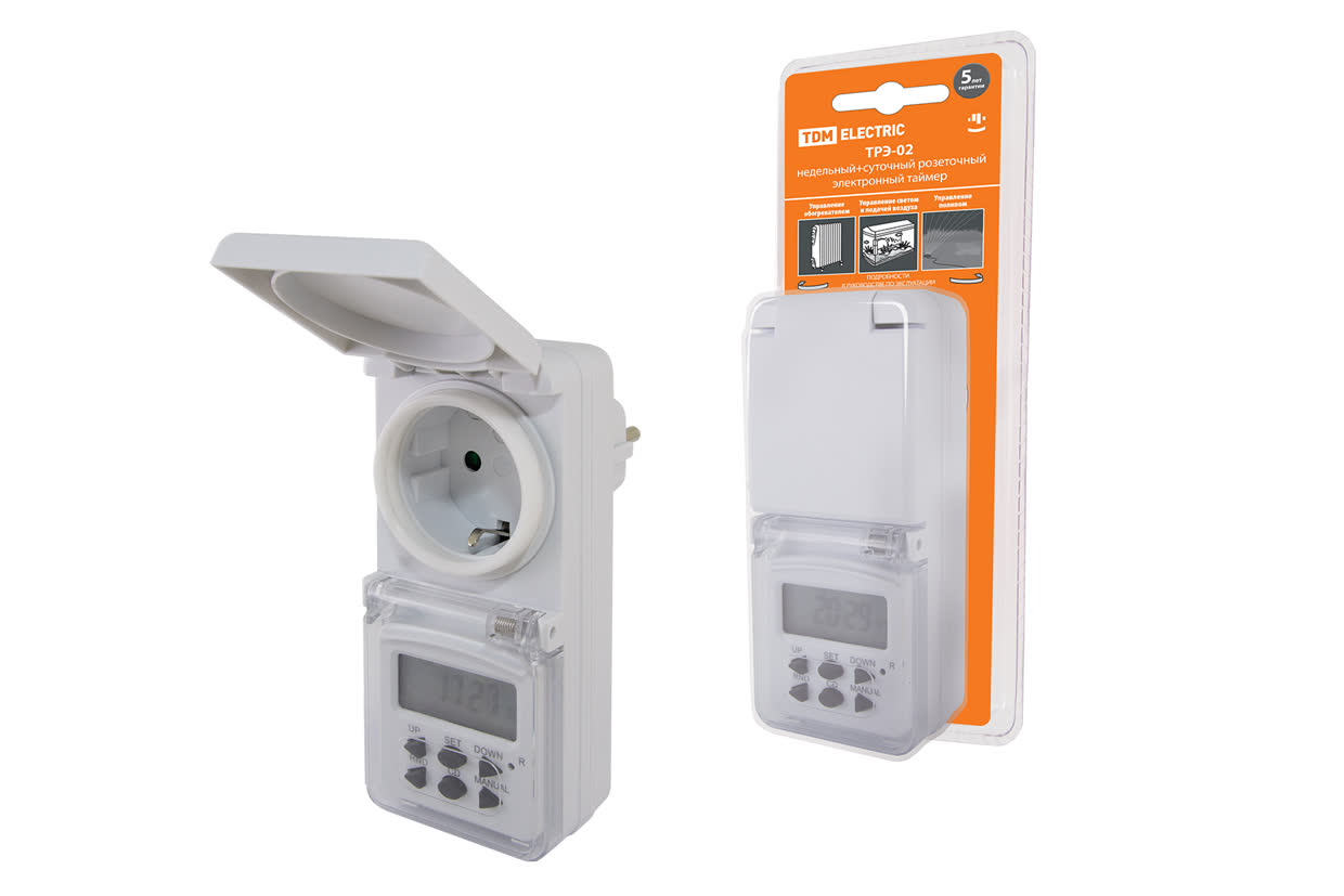 Таймер розеточный электронный ТРЭ-02 1мин/7дн 10on/off 8А TDM SQ1506-0005 в интернет-магазине Ремкабель