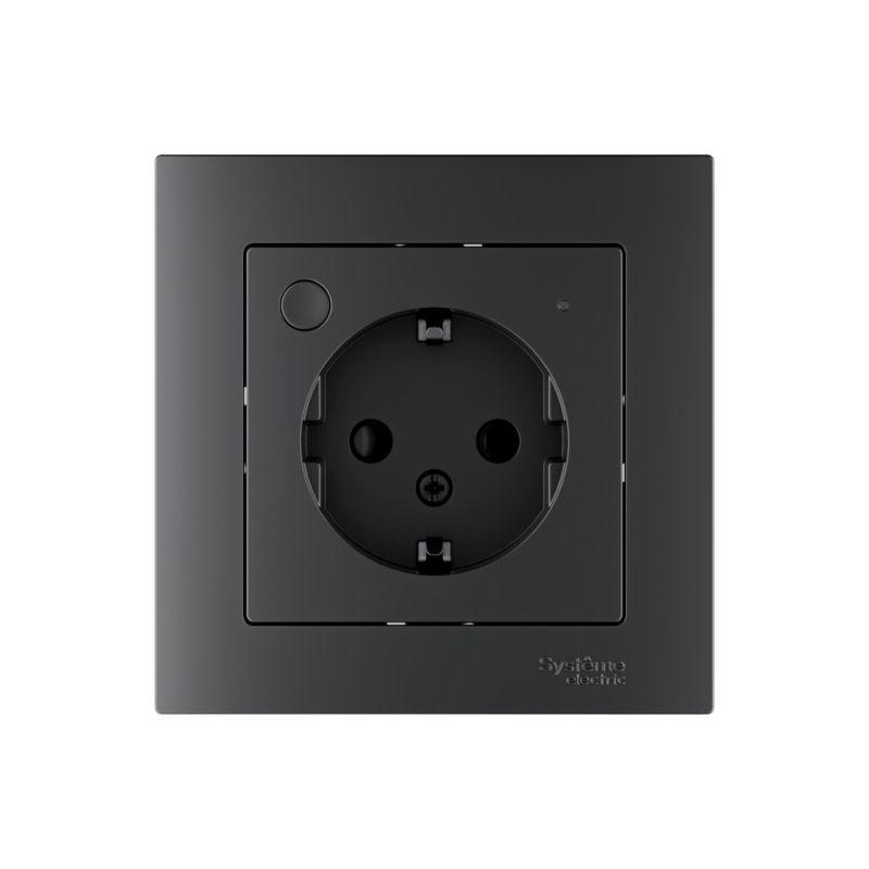 Розетка AtlasDesign Smart 16А L+N с заземл. защ. шторки Zigbee механизм карбон SE ATN001045Z в интернет-магазине Рэмкабель