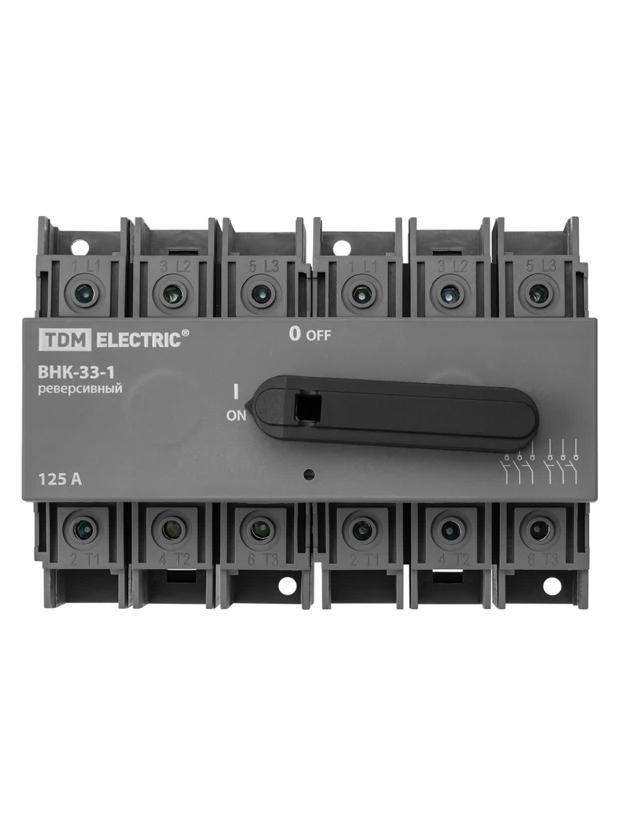 Рубильник ВНК-33-1 3П 125 А реверсивный с установленной фронтальной ручкой управления TDM SQ0744-0419 в интернет-магазине Ремкабель