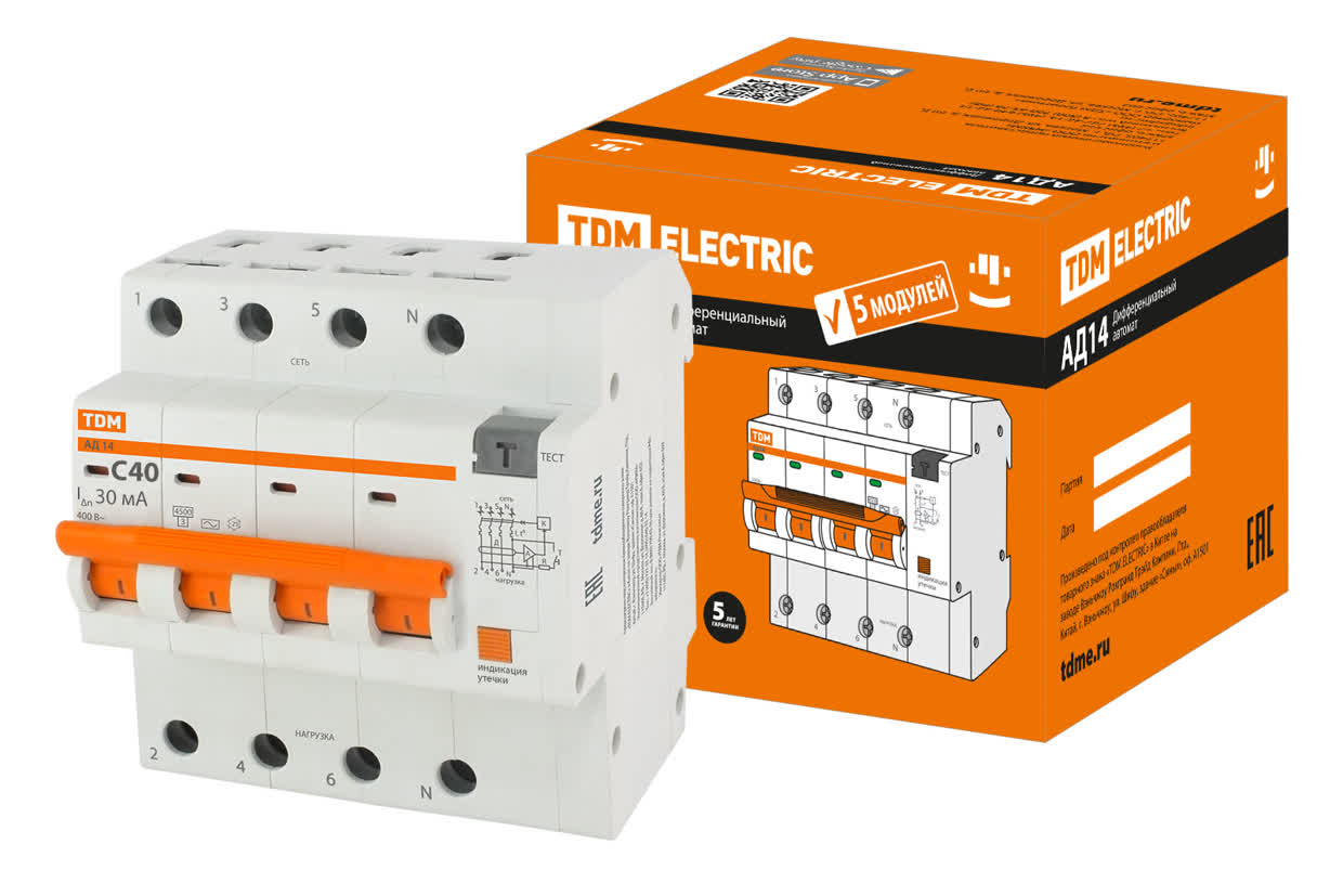 Выключатель дифференциального тока автоматический АД14 4P 40A C 30mA 4,5kA TDM SQ0204-0139 в интернет-магазине Ремкабель