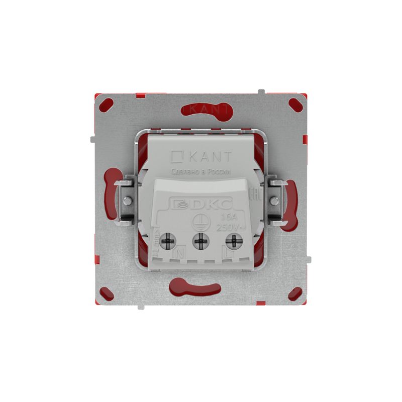 Розетка силовая KANT 2P+E без шторки красн. сатин DKC 7001033 в интернет-магазине Рэмкабель