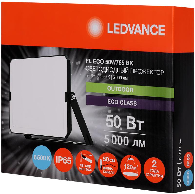 Прожектор светодиодный СДО FL ECO 50W 765 G4 уличный матов. стекло алюм. черн. LEDVANCE 4099854400131 в интернет-магазине Рэмкабель