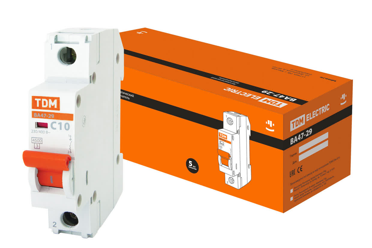 Выключатель автоматический ВА47-29 1P 10A C 4,5kA TDM SQ0206-0072 в интернет-магазине Ремкабель