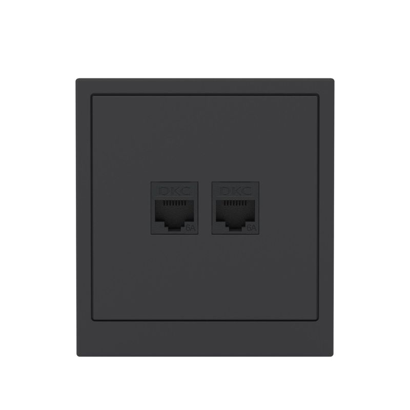 Розетка компьютерная 2-м KANT RJ45 кат.6A без шторки черн. уголь DKC 7012674 в интернет-магазине Рэмкабель