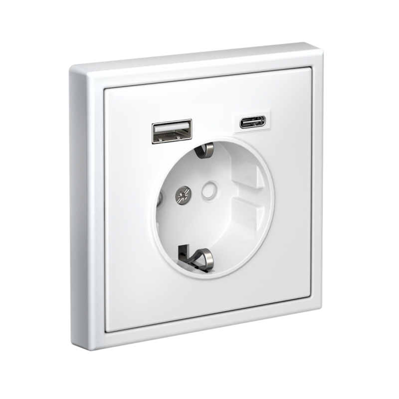 Розетка ArtGallery 16А с 2-мя заряд. устройствами USB A+C 5В/2.4А/3А 2х5В/1.5А механизм бел. SE GAL000132 в интернет-магазине Рэмкабель