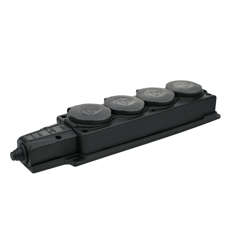 Колодка удлинителя 4-м MultiSet 16А 250В IP44 с заземл. каучук черн. SE MST4104BK в интернет-магазине Рэмкабель