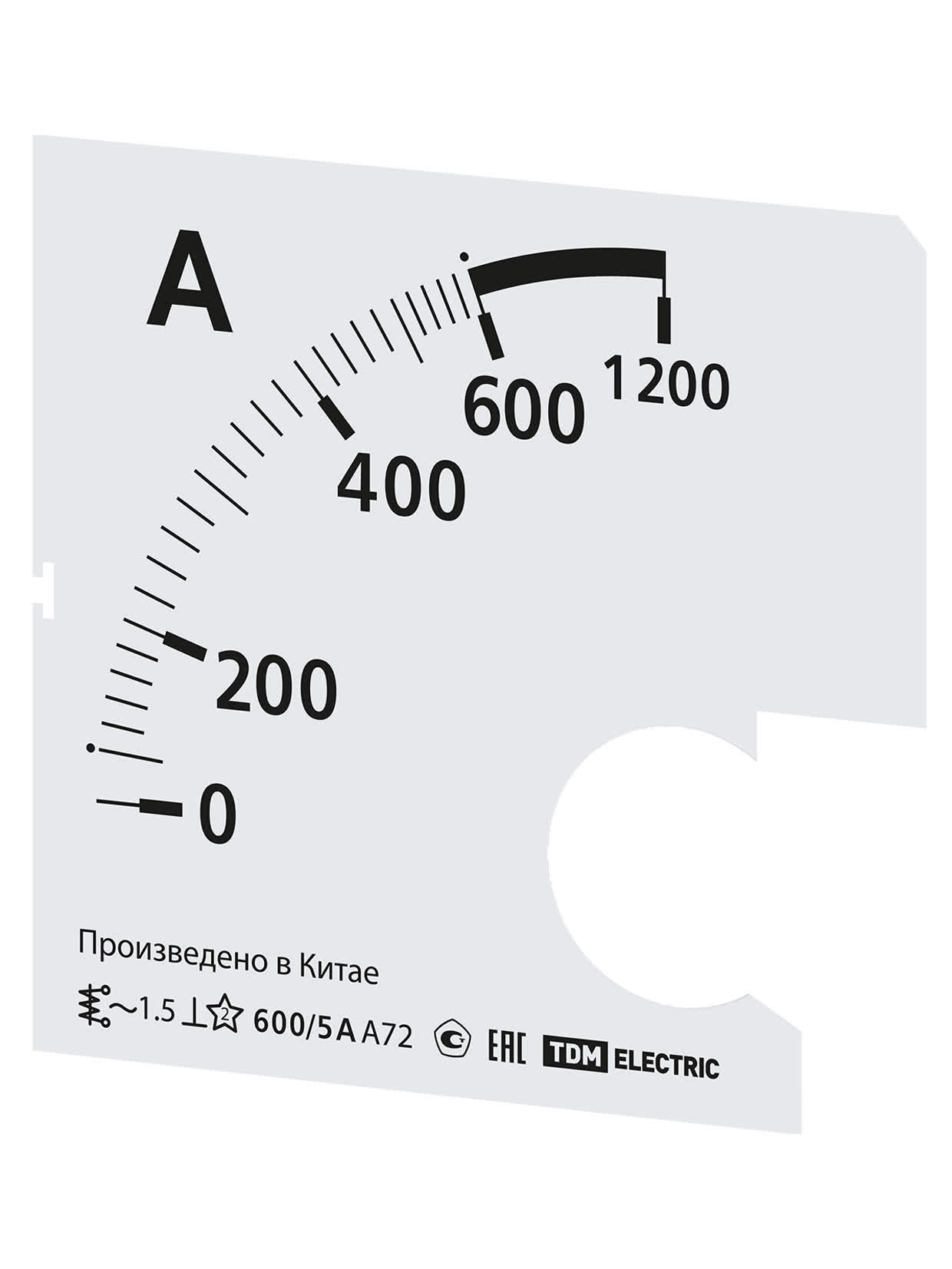 Шкала Ш72 600/5А-1,5 (для А72 Х/5А) TDM SQ1102-2062 в интернет-магазине Ремкабель