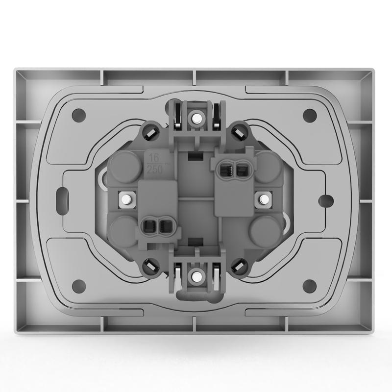 Розетка 2-м СП Pixel 16А IP20 без заземл. в сборе алюм. TOKOV ELECTRIC TKE-PX-R2F-C03 в интернет-магазине Рэмкабель