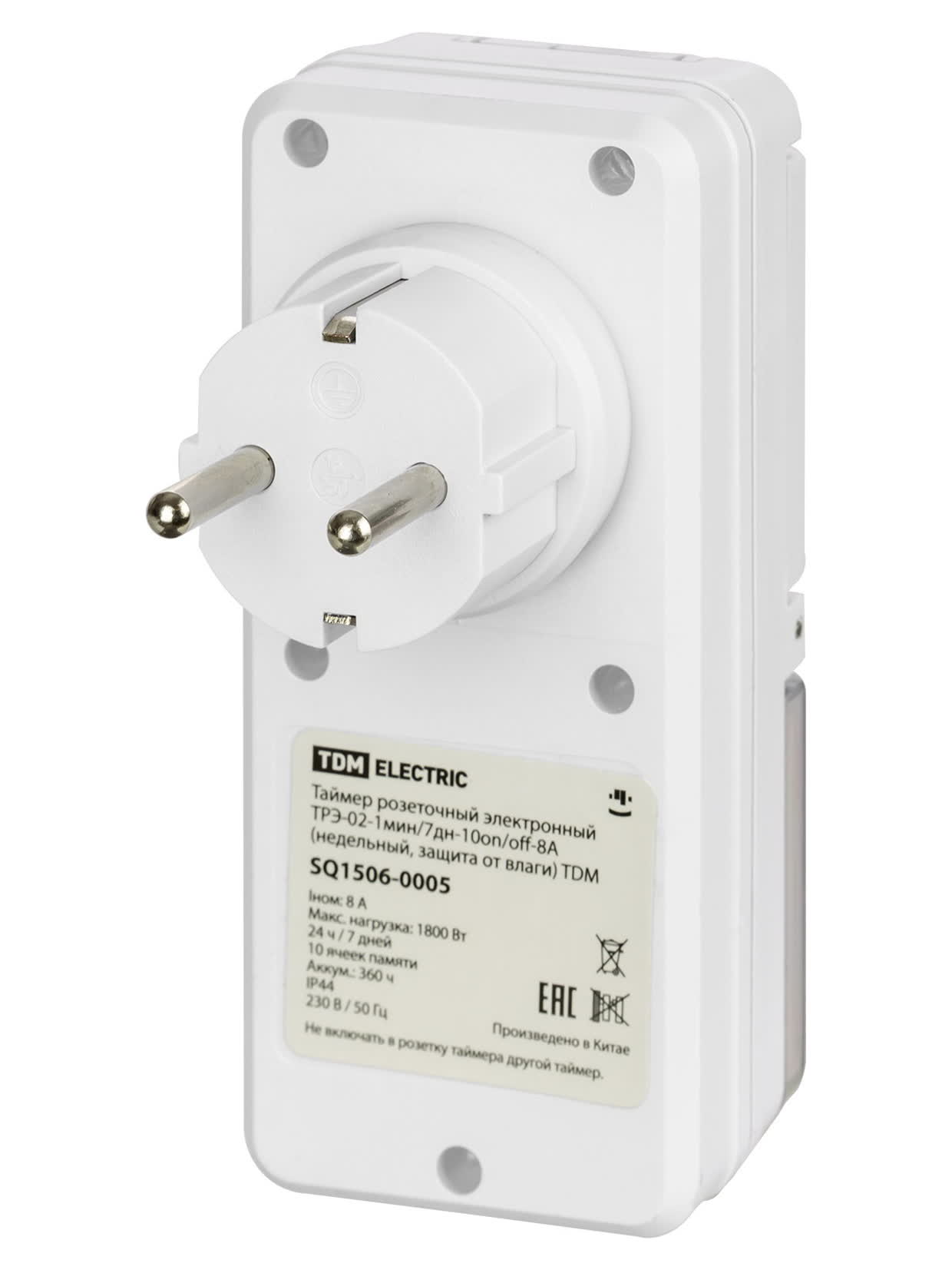 Таймер розеточный электронный ТРЭ-02 1мин/7дн 10on/off 8А TDM SQ1506-0005 в интернет-магазине Ремкабель