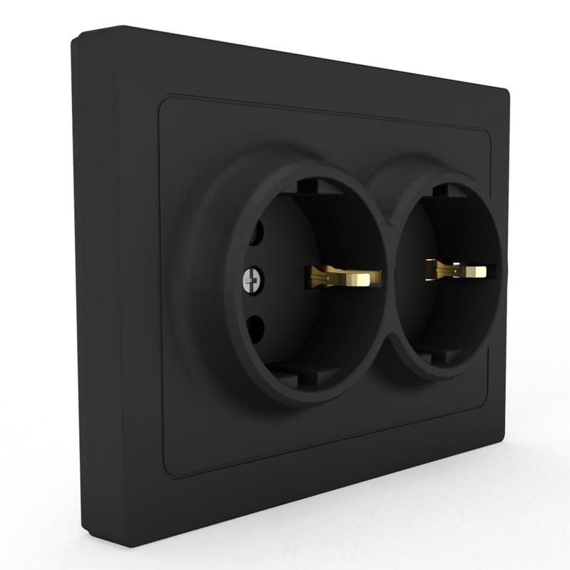 Розетка 2-м СП Pixel 16А IP20 с заземл. защ. шторки в сборе карбон TOKOV ELECTRIC TKE-PX-R2FZSF-C14 в интернет-магазине Рэмкабель