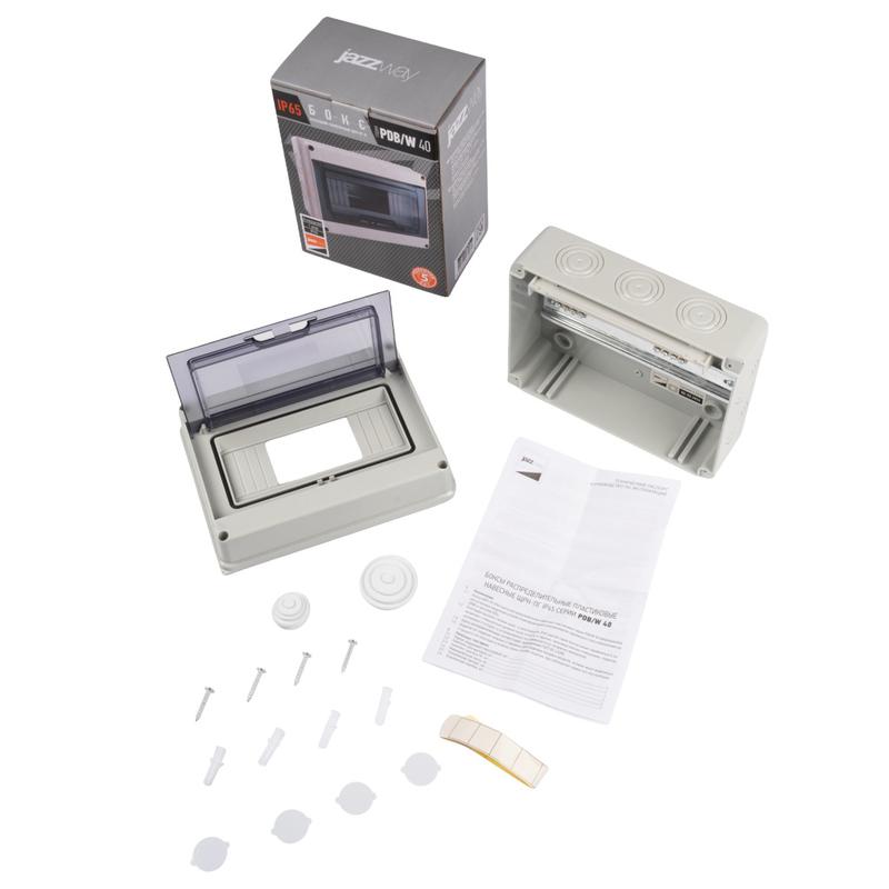 Бокс модульный накладной PDB/W 4008 GR (ЩРН-ПГ- 8) IP65 пластик. Pro JazzWay 5072060 в интернет-магазине Рэмкабель