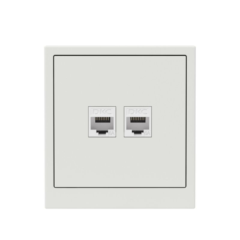 Розетка компьютерная 2-м KANT RJ45 кат.6A без шторки бел. песок DKC 7010674 в интернет-магазине Рэмкабель