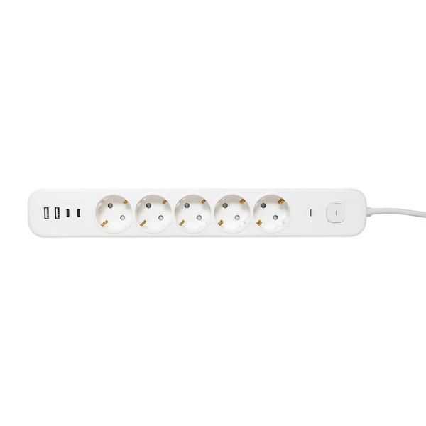Удлинитель 5х1.5м IP20 2USB 2.4А+2type-C LUX 1.5кв.мм EKF UBA-LUX-515-TC в интернет-магазине Рэмкабель