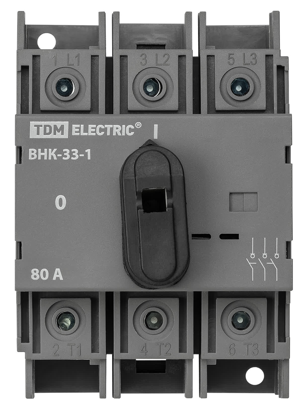 Рубильник ВНК-33-1 3П 80 А с установленной фронтальной ручкой управления TDM SQ0744-0222 в интернет-магазине Ремкабель