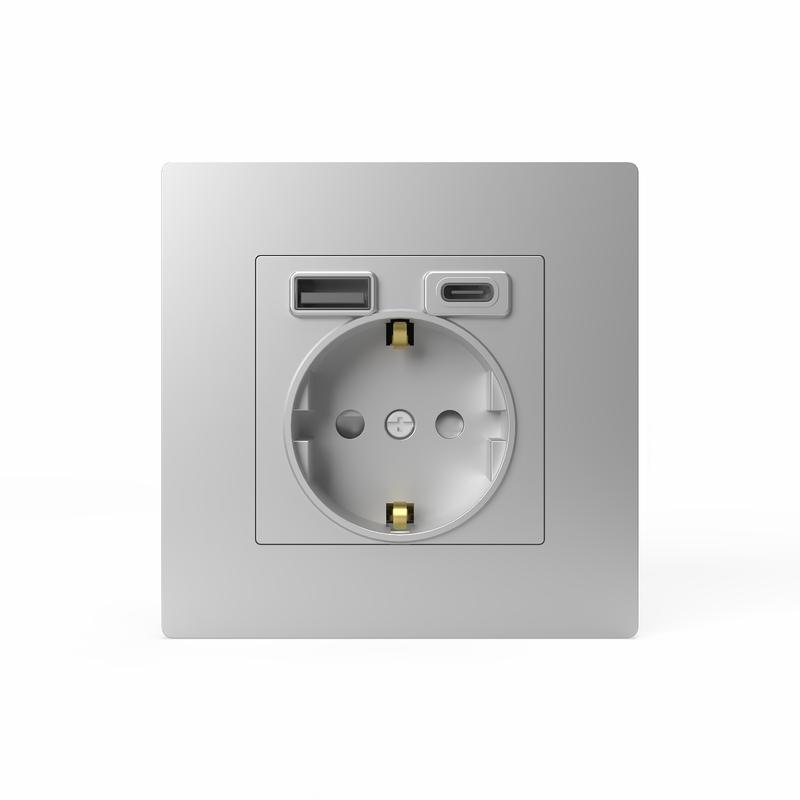 Розетка 1-м СП Pixel IP20 с заземл. с 2-мя заряд. устр. USB тип A+C механизм алюм. TOKOV ELECTRIC TKE-PX-R1U2AC-C03 в интернет-магазине Рэмкабель