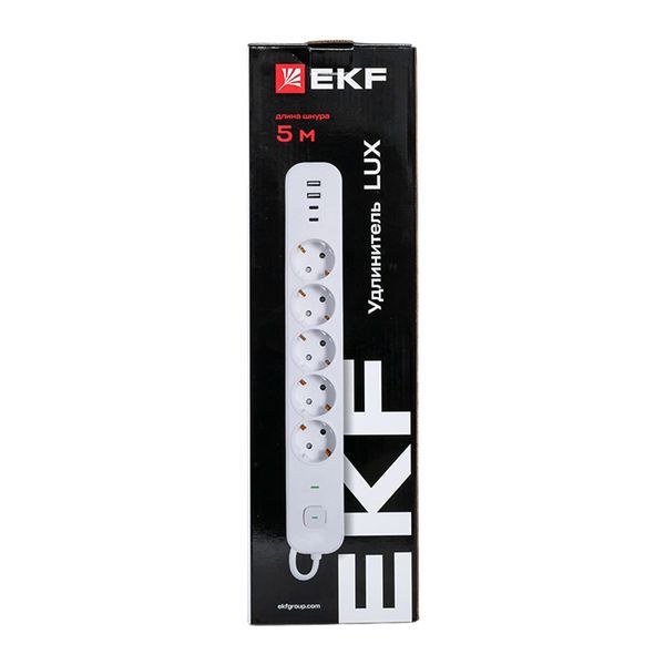 Удлинитель 5х5м IP20 2USB 2.4А+2type-C LUX 1.5кв.мм EKF UBA-LUX-505-TC в интернет-магазине Рэмкабель