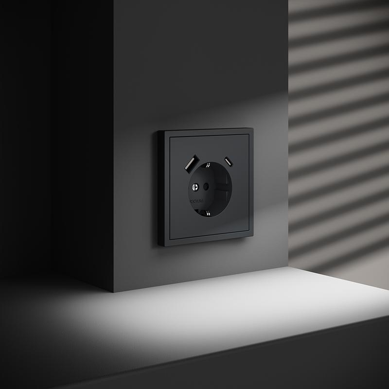 Розетка 1-м СП S70 16А с USB A+С с заземл. защ. шторки механизм графит Voltum VLS040507 в интернет-магазине Рэмкабель