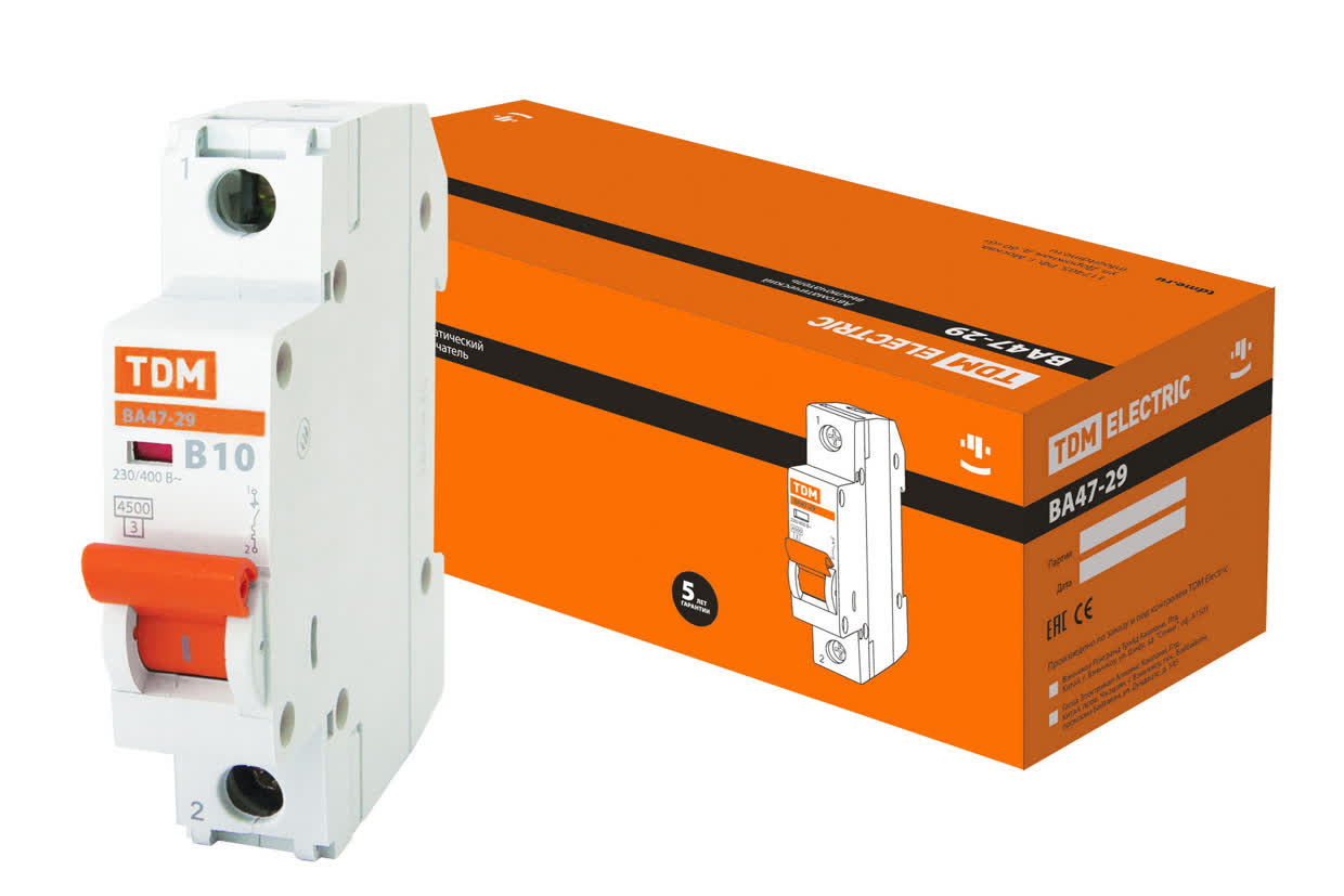 Выключатель автоматический ВА47-29 1P 10A B 4,5kA TDM SQ0206-0008 в интернет-магазине Ремкабель