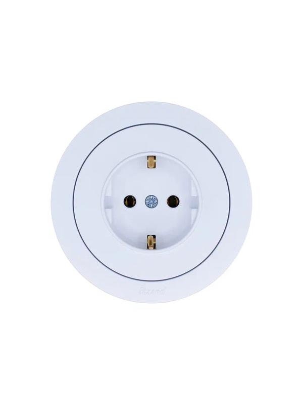 Розетка 1-м OSEN IP20 с заземл. ПБТ бел. LEZARD 743-0288-122B в интернет-магазине Рэмкабель