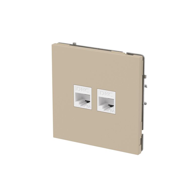 Розетка компьютерная 2-м KANT RJ45 кат.6A без шторки ванильн. марципан DKC 7015674 в интернет-магазине Рэмкабель
