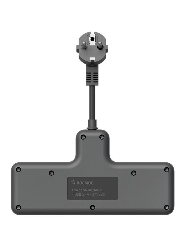 Удлинитель с сетевым фильтром 3х0.3м 10А 2USB + 1USBC 2500Вт ПВС 3х1 компакт черн. КОСМОС FRKsm0.3m-3g(B)USB в интернет-магазине Рэмкабель